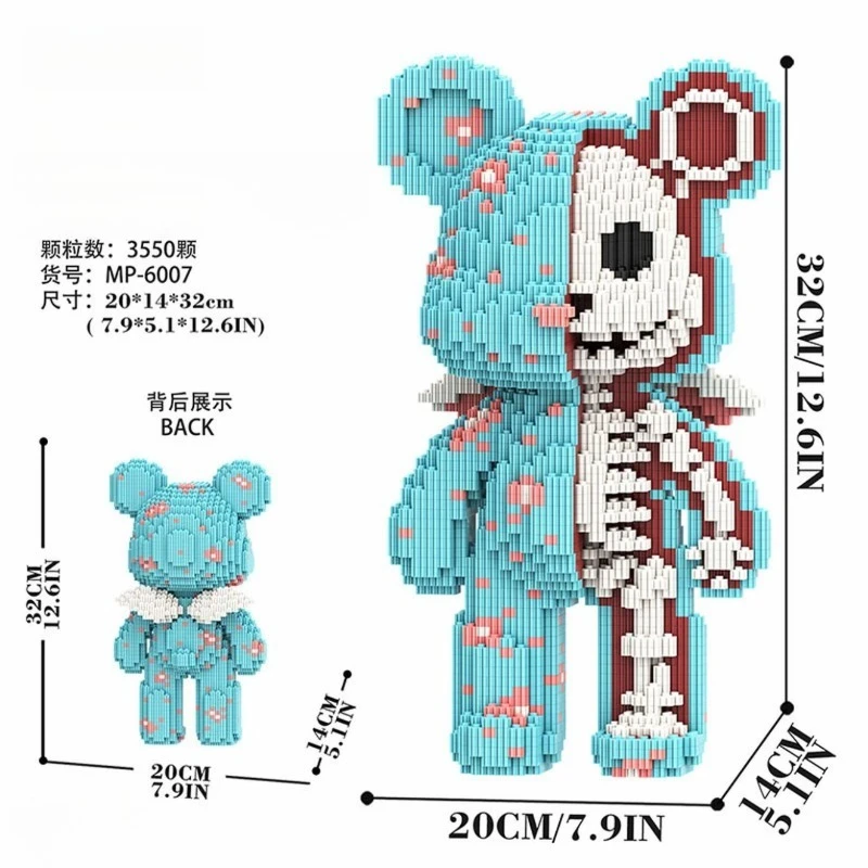 Nuevo Juguete de Bloques de Construcción de la Serie Moli Bear Crackling Bear de 32 cm, Adornos de Mesa para Niños y Niñas, Regalo, Construyendo Mi Oso Semi-Anatómico