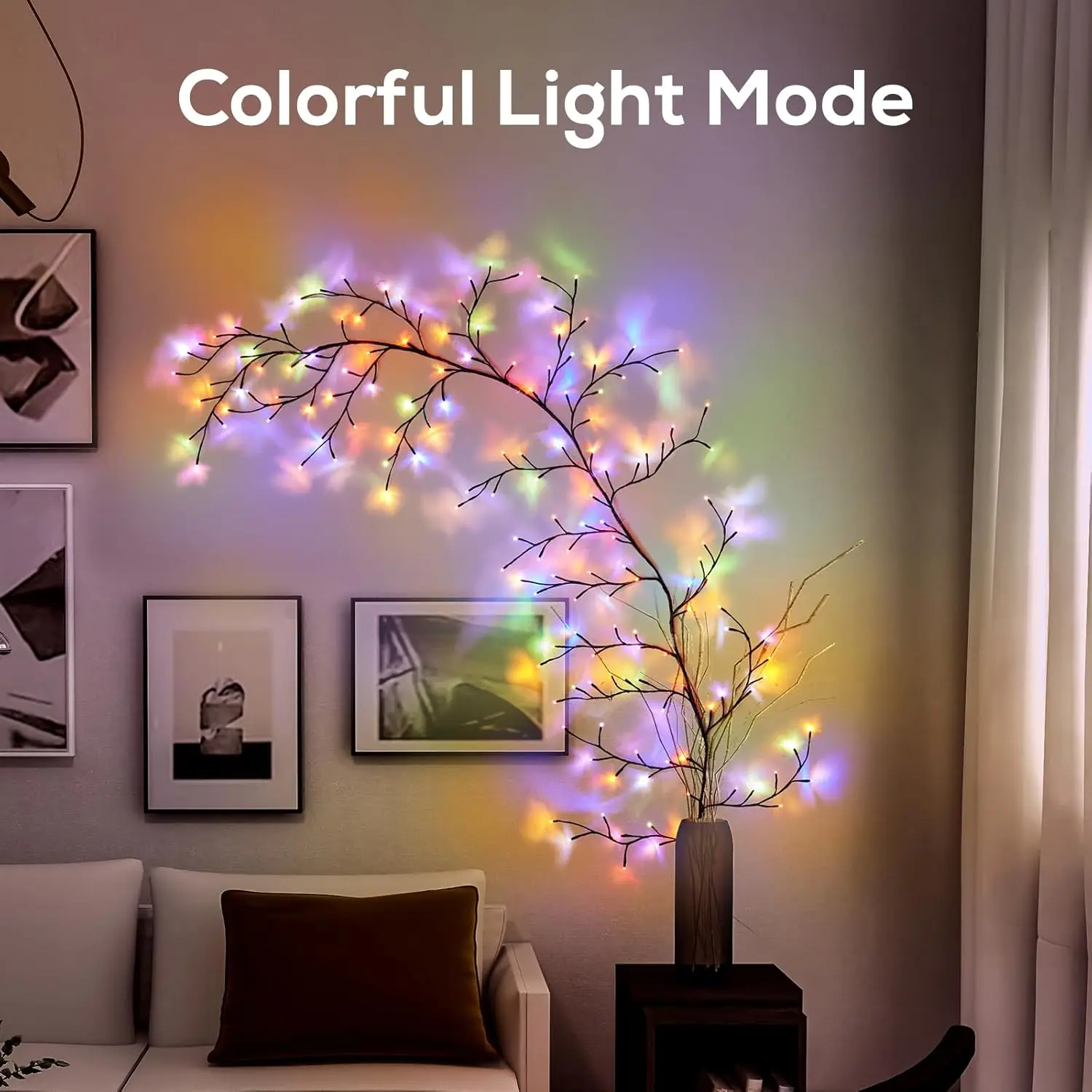 160LED Enchanted Willow Vine Lights, 8.2FT Voice-Activated with Warm/Color Modes for Home Decor