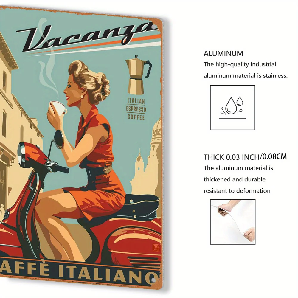 CafeAromaProDecor Italian Espresso Sign - Retro Aluminum Art