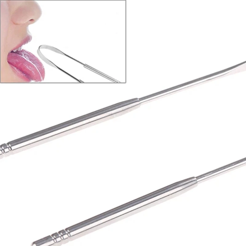 1Pcs Stainless Steel Tongue Cleaner Scraper Oral Care Bad Breath Sweeper Tool