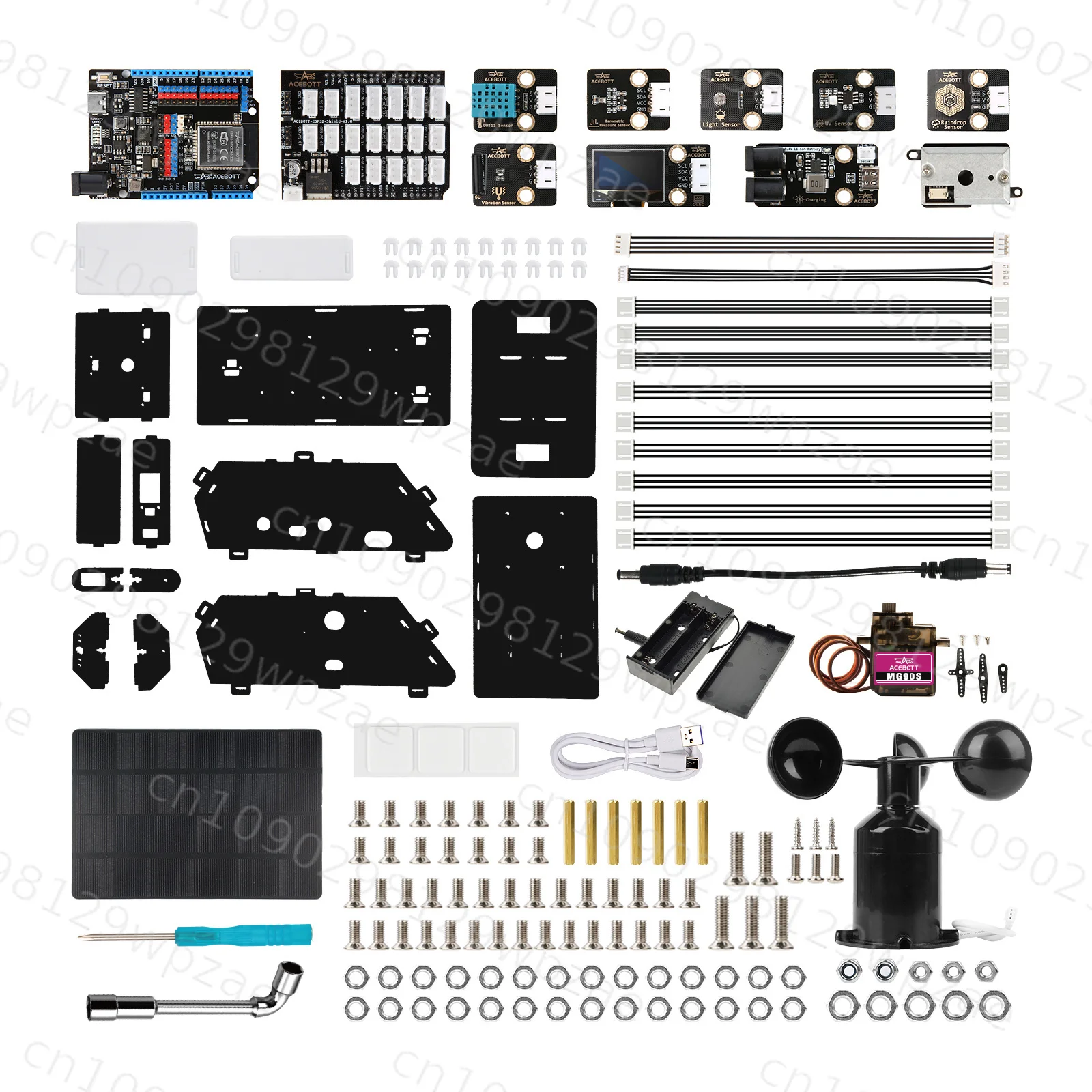 ACEBOTT OEM ODM Solar Eco Friendly Weather Station Starter Kit DIY Python Programmable ESP32 IOT Education Stem Kit for Arduino