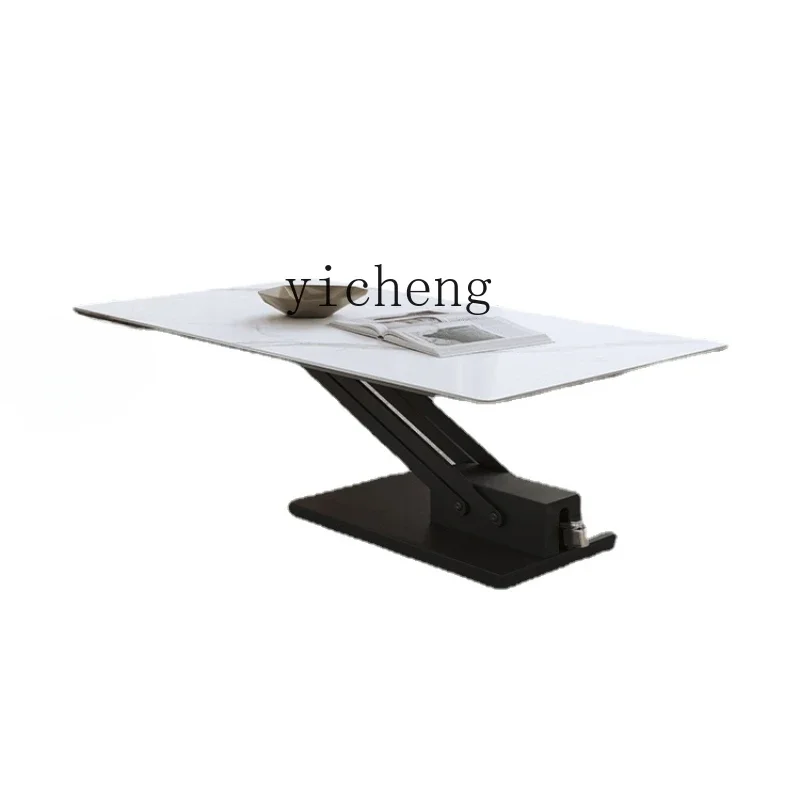 

Zc Stone Plate Lifting Coffee Table Small Apartment Living Room Multifunctional Folding Square Coffee Table Dining Table