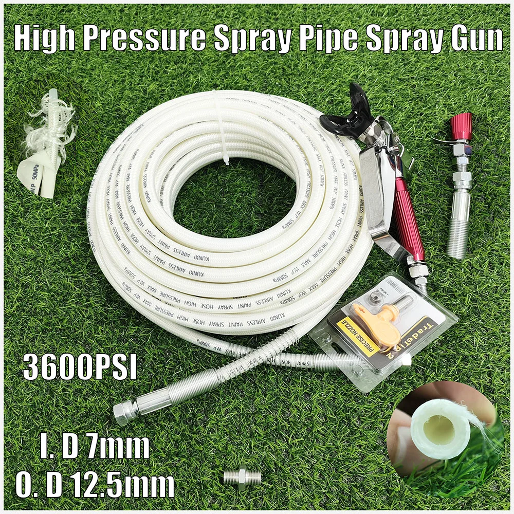 Airless High-Pressure Pipe, Spray Gun. Ultra Soft And Wear-Resistant Double-layer Fiber Nylon 1/4 7250PSI