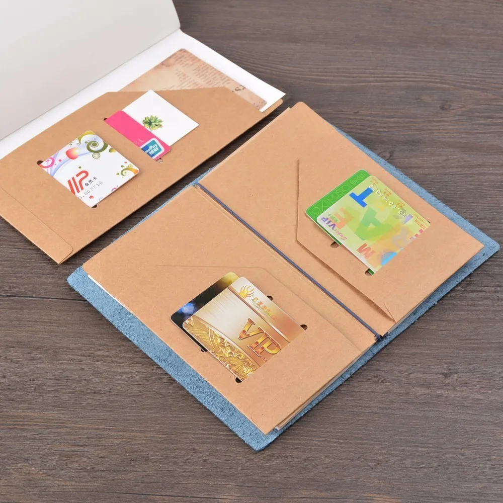 Kraft Paper File Holder Travel Journal Notebook Planner Accessories Regular Passport size Card Holder Pocket 3 pieces