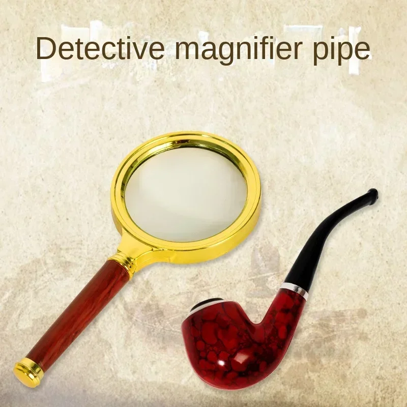 هولمز الأنابيب الدعائم هالوين مرحلة الأداء الدعائم المباحث قبعة Deerstalker المباحث شيرلوك معدات الزجاج المكبرة #2