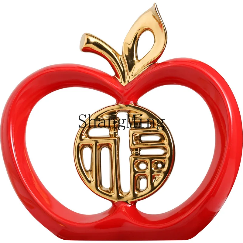 

DSA light luxury high-end apple blessing ornament home living room wine cabinet entrance creative modern ceramic decoration
