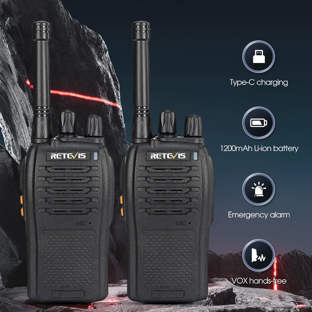 RETEVIS RB668 Walkie-Talkie 4 Stück FRS Zweiwege-Funkgerät mit Typ-C-Ladegerät Tragbare Lizenzfreie Funkgeräte für Hotel und Restaurant – Detail 5