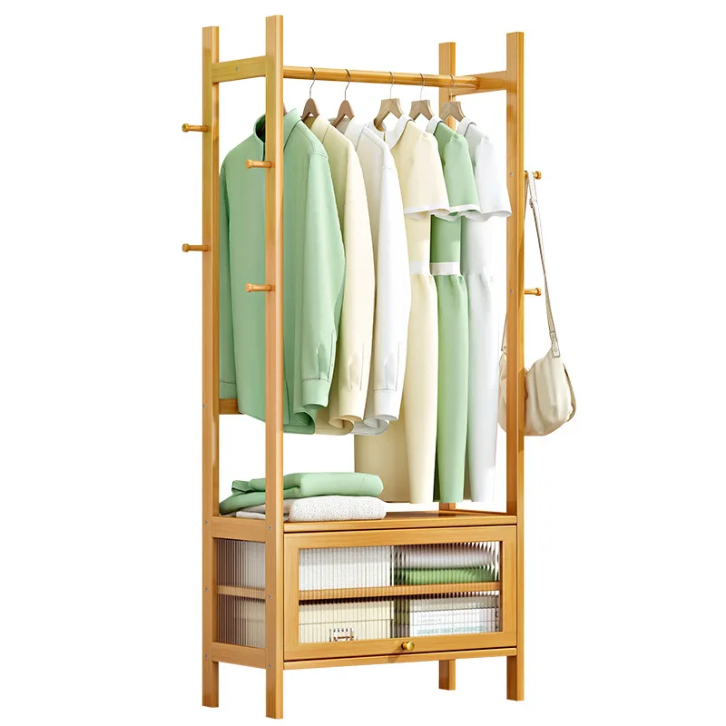 

Hanging Coat Rack Clothes Standing Minimalist Vertical Coat Rack Simple Bamboo Bedroom Wardrobe Home Decor