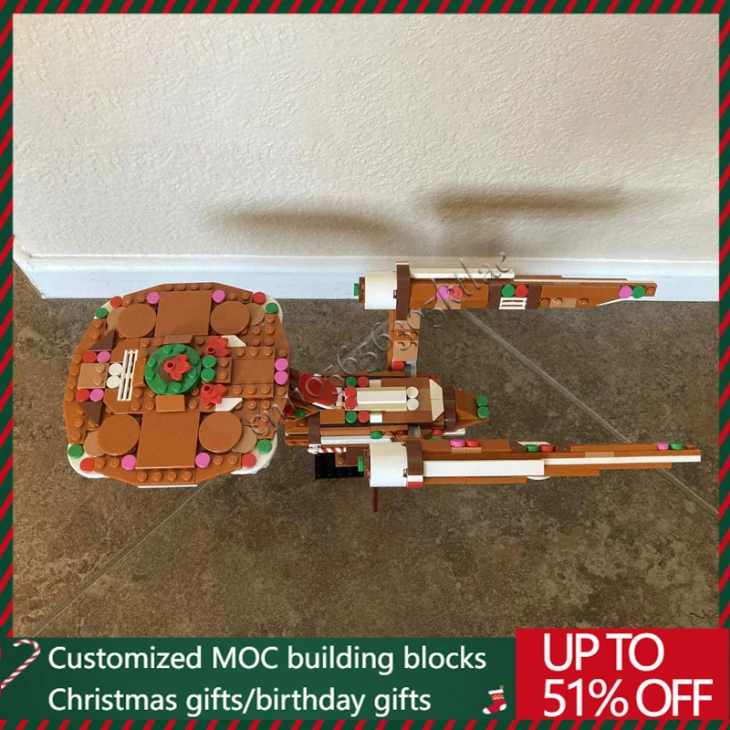 458 قطعة MOC تخصيص الزنجبيل طائرة حربية NCC 1701 الإبداعية بنة نموذج الأطفال التعليمية التجمع لعبة مهرجان هدية