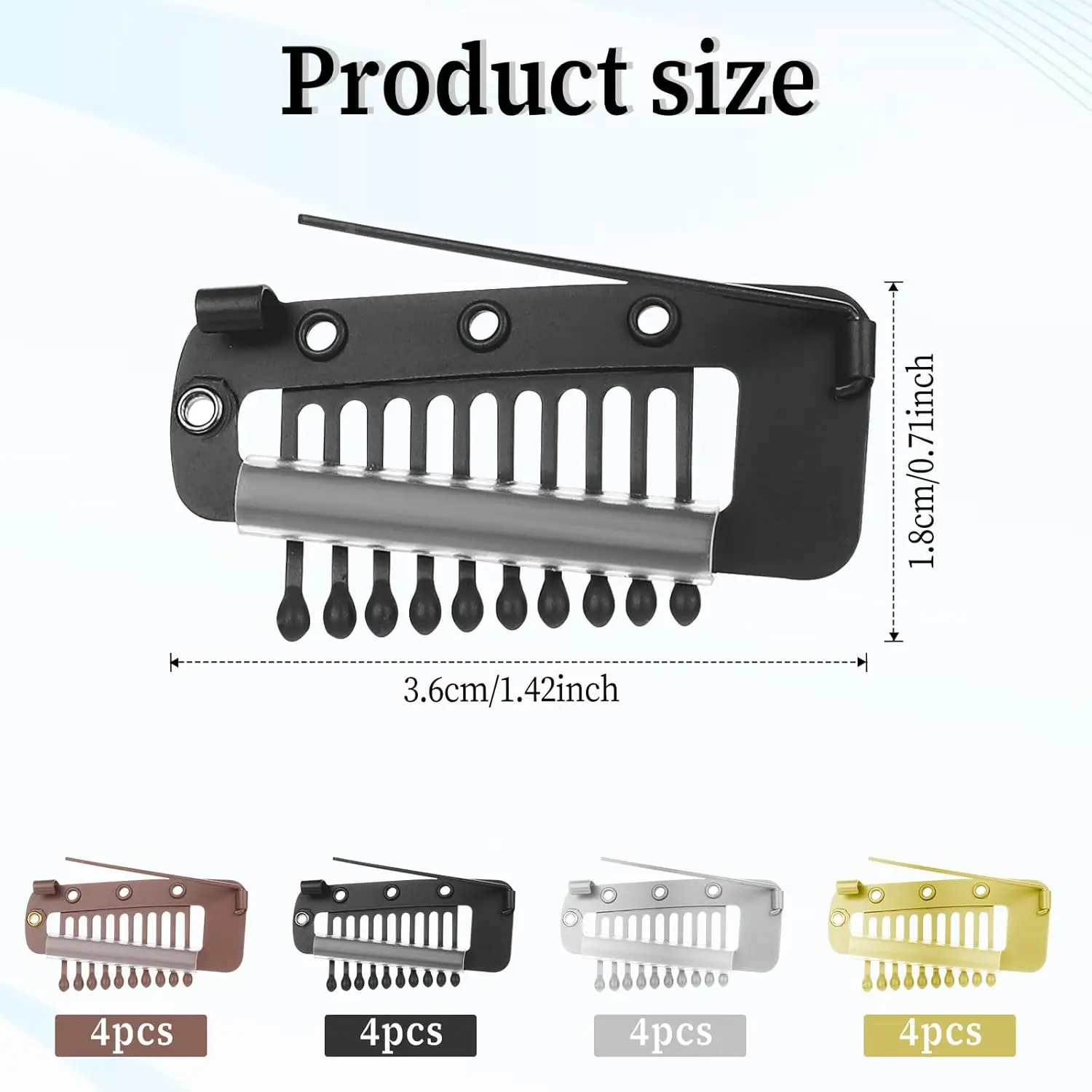 15pcs 10-Teeth Wig Clip swith Safety Pins to Secure Wig No Sew, Strong Hijab Pins Clip for Woman Veil Hair Extensions Hairpieces