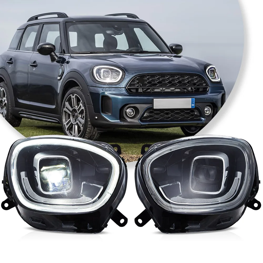 Vland 17-20 Countryman F60 Full LED Dual Beam Projector Headlights with DRL High Low Beam Front Headlamp Assembly