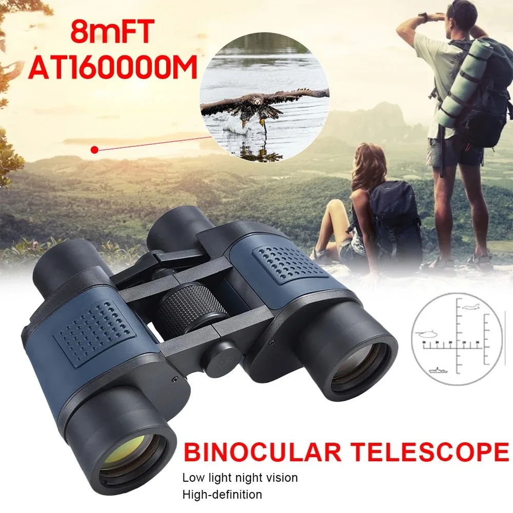 High Power HD Binoculars with Optical Glass Lens Low Light Night Vision for Hunting Sports Scope 80x80 Long Range 16000m