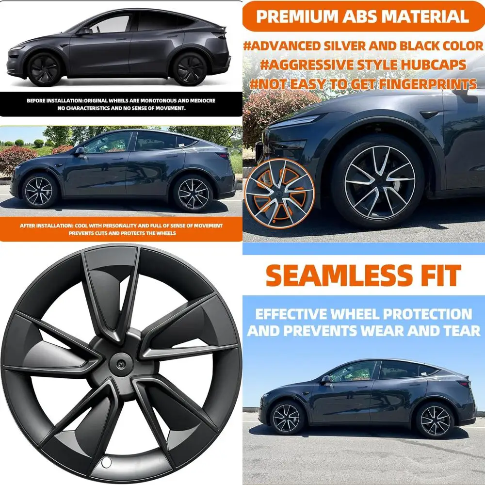 

Чехлы на колеса Fast Style 19-дюймовые для Tesla Model Y 2025, колпаки с полным краем, совместимые с 2025 Tesla Model Y — 4 чехлами