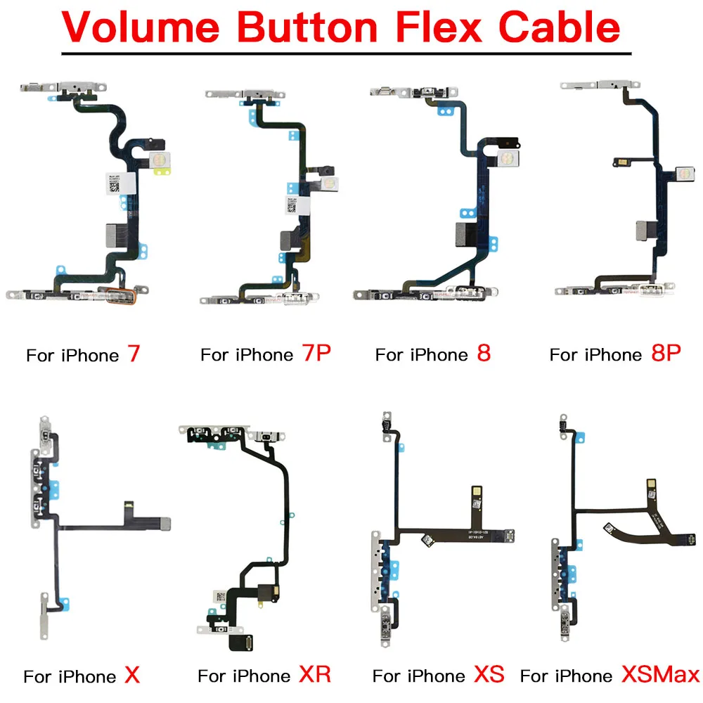 

Volume Button Flex Cable For iPhone 7 7P 8 Plus X XR XS Max Mute Switch Repair Replacement