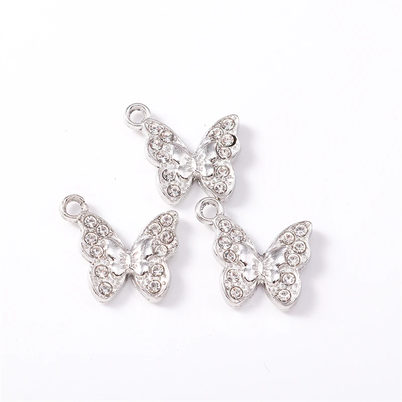 10 Stück 15 x 15 mm niedliche Kristall-Metall-Tier-Schmetterlings-Anhänger für die Schmuckherstellung, Halsketten, Ohrringe, Armbänder, DIY-Handwerk, Geschenk – Detail 4