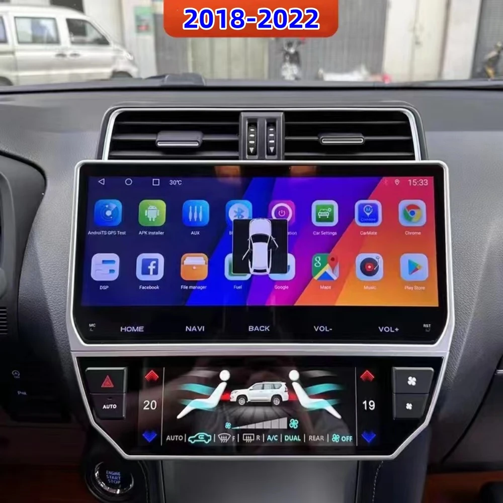 Radio samochodowe dla Toyota Land Cruiser Prado 150 2018 2019 2020 2021 2022 samochodowy odtwarzacz multimedialny Android 12 Carplay nawigacja GPS