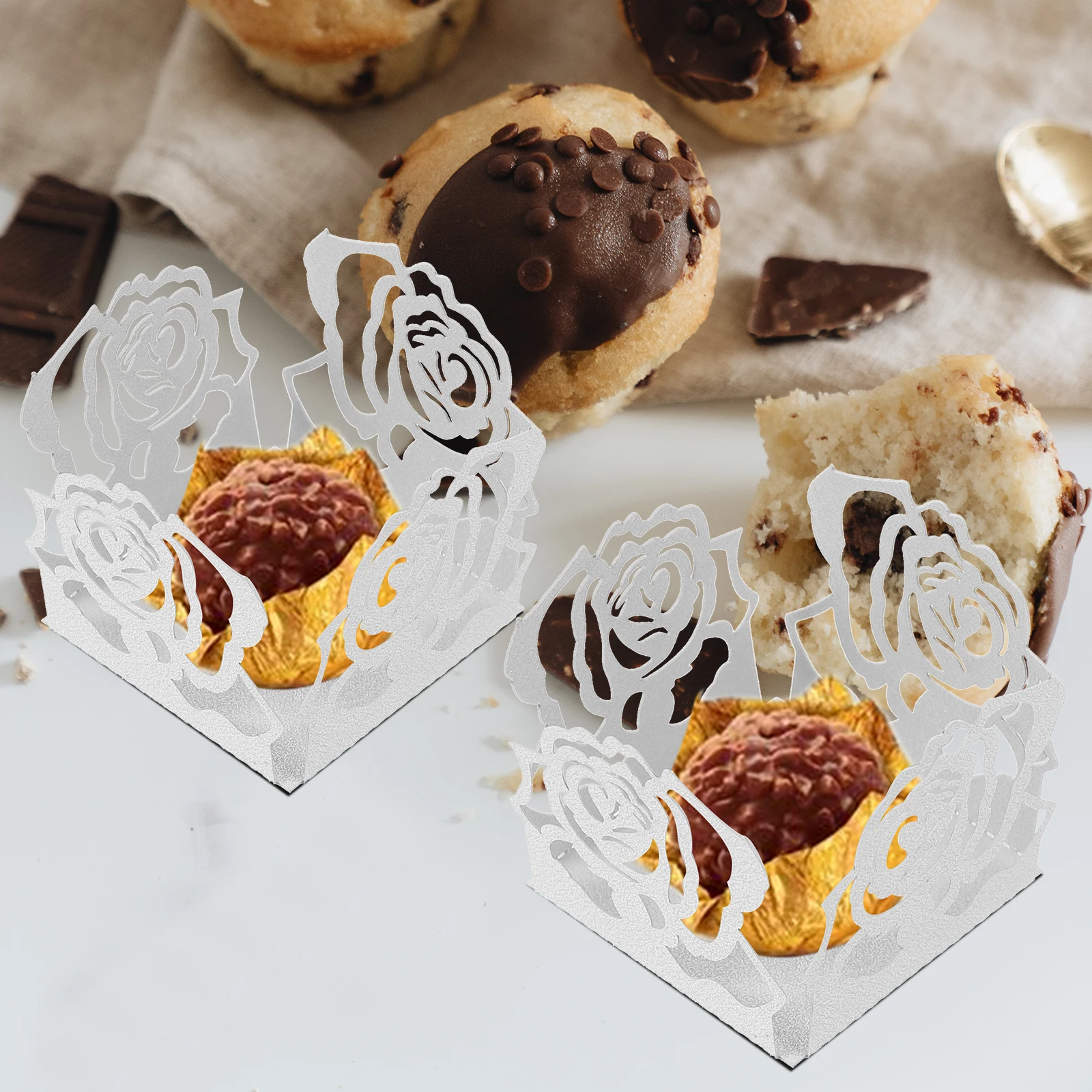 

50Pcs Chocolate Packaging Paper Liners Creative Delicate Appearance Truffle Wrap Liners Wedding Candy Packaging Wrapper