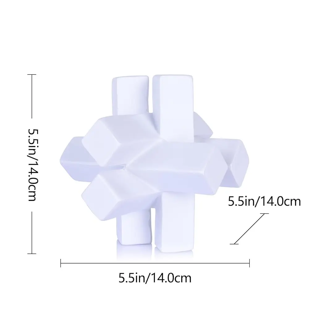 Pernak Kni Dekorasi Simpul Putih untuk Rak, Patung Patung Geometris Putih Rak Benda Dekoratif Modern, Dekorasi Rumah Putih