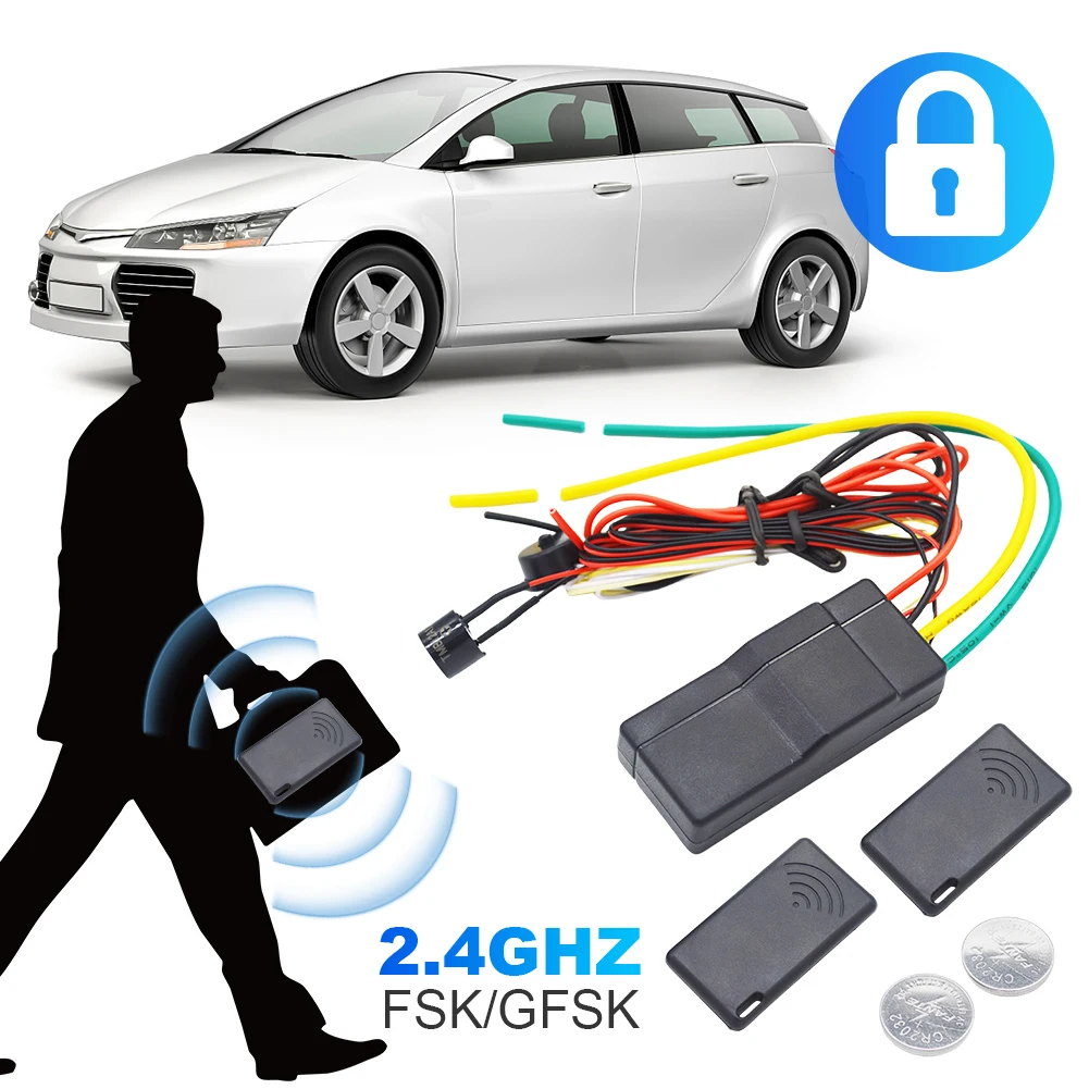 12V ไร้สายรถล็อคเครื่องยนต์ Anti-Theft อุปกรณ์ 2-8 เมตรเซ็นเซอร์ 2.4GHz RFID เครื่องยนต์ Dark Lock ALARM ไร้สายเครื่องยนต์สัญญาณกันขโมย