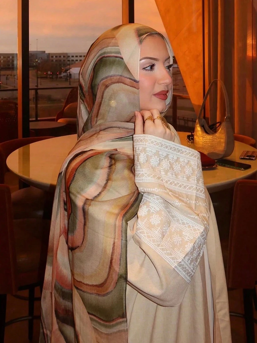 Islam Ramadan Hijab musulmano Stampa ad acquerello Hijab per le donne Foulard in cotone bohemien Foulard Femme Scialle di preghiera Avvolgente Ramadan