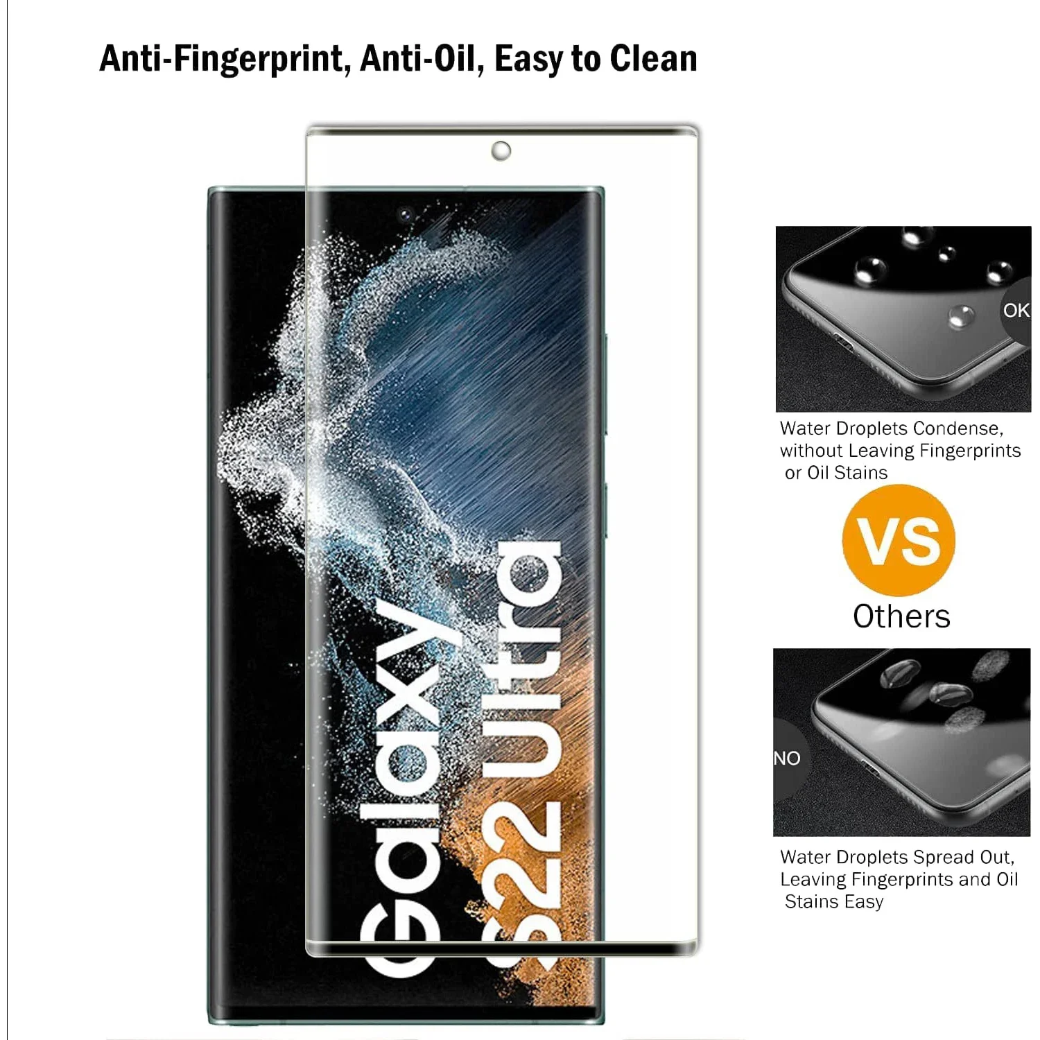 2/4Pcs HD Screen Protector For Samsung Galaxy S22 Ultra 5G,9H Curved Four Sides Glue Tempered Glass