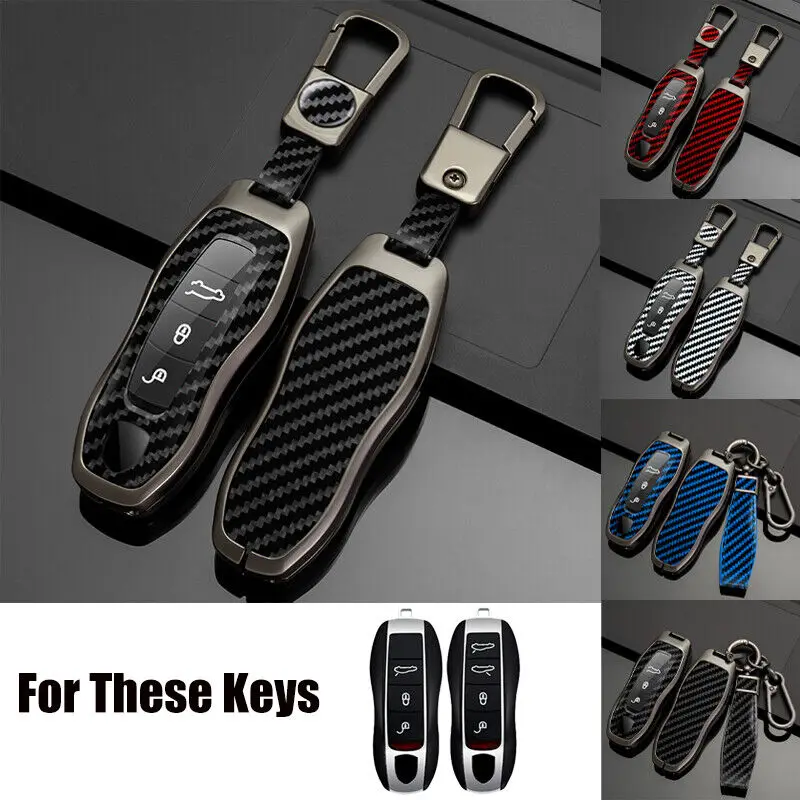 Zinc Alloy TPU Leather Car Key Case Cover For Porsche Cayenne 92A Panamera 970 Boxster 981 Cayman 981 Carrera 911 991 918 Spyder