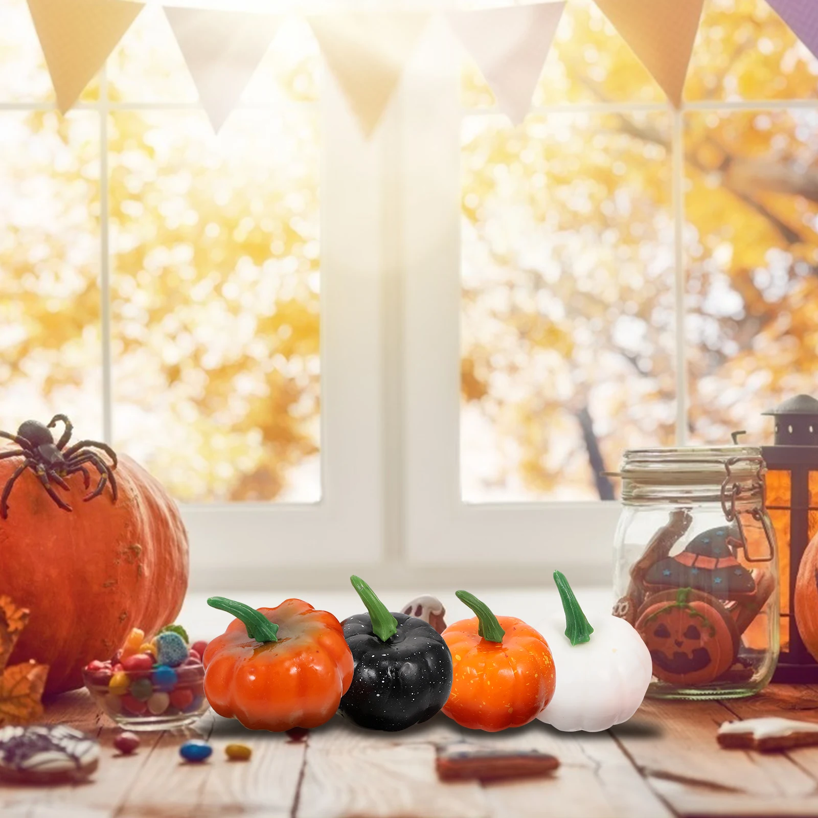 

12Pcs Vivid Artificial Pumpkin Ornament Realistic Halloween Desktop Decoration Party Photo Prop Festival Decor