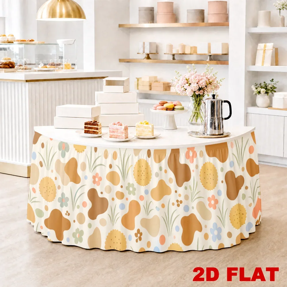A plain printed floral polka dot tablecloth, suitable for back-to-school season, parties, Halloween, and Thanksgiving.
