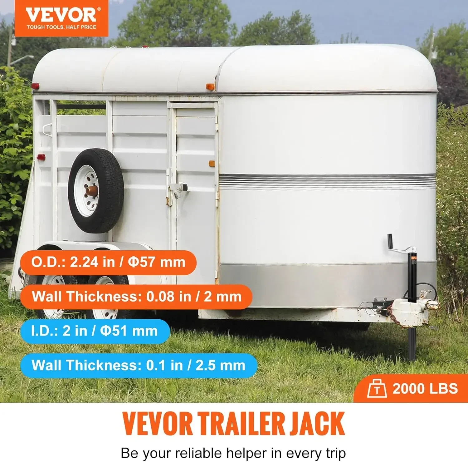 

XMSJ.Trailer Jack, Tongue Jack A-Frame Bolt on Weight Capacity 2000 lb, Jack Stand with Handle for Lifting RV