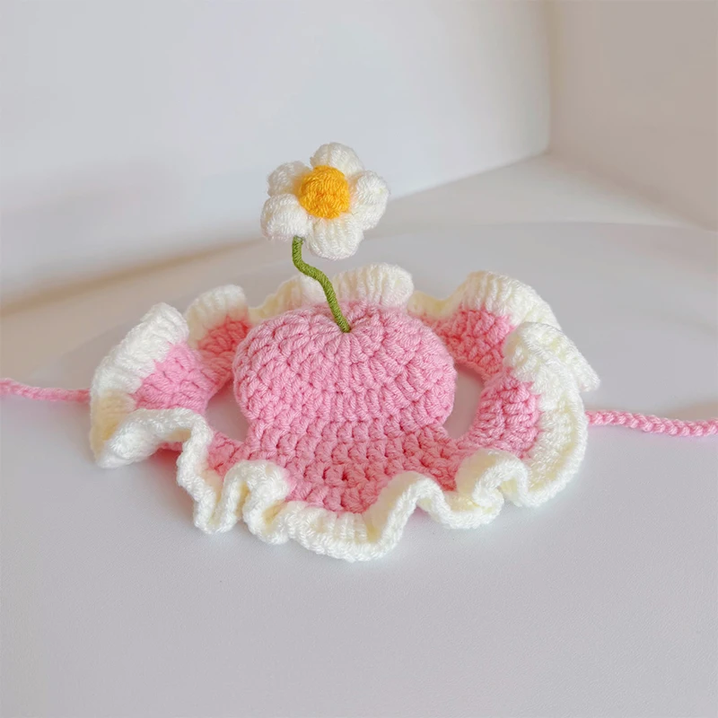 The Original Little Flower Seedling Pet Hat Wool Woven Dog Cat Headgear To Dress Up Cute Funny