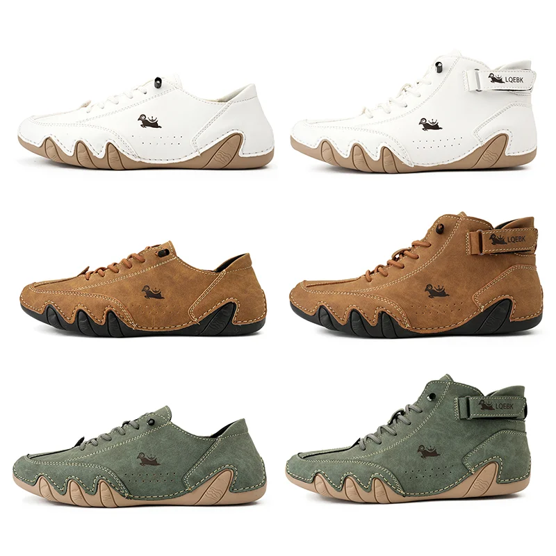 Men Casual Shoes Luxury Brands High Quality Sneakers Leather Walking Loafers Shoes Comfortable Ankle Boots 2023 Motorcycle Shoes