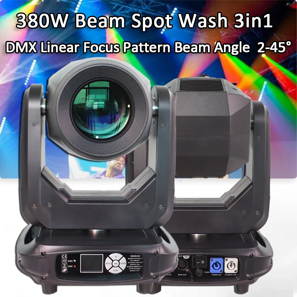 

380W 20R Moving Head Beam Wash Spot 3in1 Rotating Prism Gobos Colors Frost zoom Effect For DJ Party Disco Show DMX Stage Lights