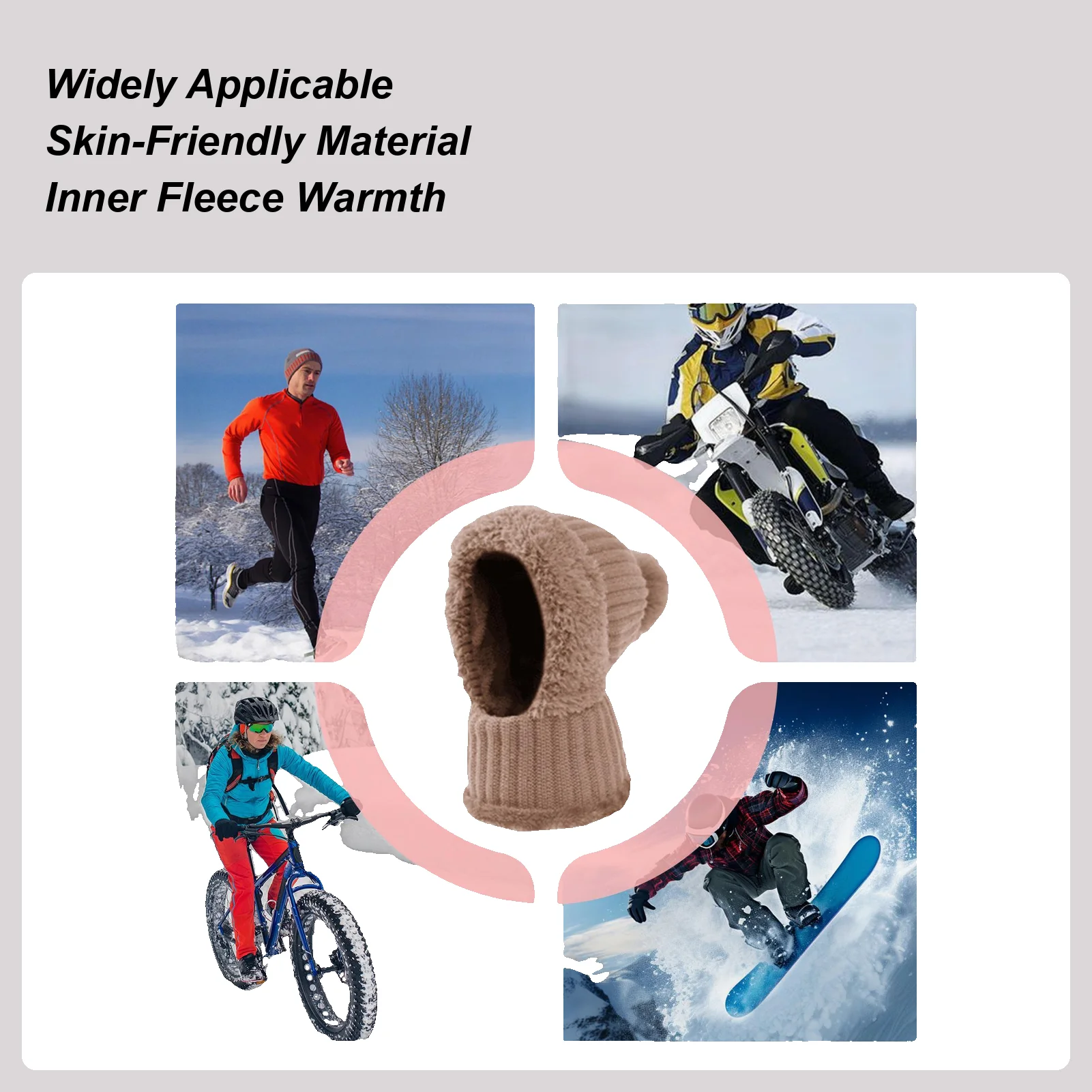 

Женская шапка-бини для холодной погоды с гетрами на шее, флисовая подкладка, вязаная теплая шапка с ушками для холодной погоды, осенние походы