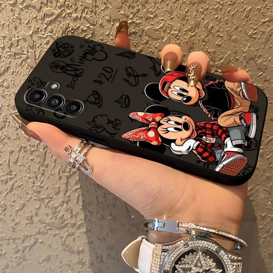 Funda para Samsung Galaxy A22 A52 A41 A51 A73 A24 A55 A25 A71 A23 A53 A26 A72 A35 A36 A32 funda negra suave para teléfono Disney Minnie