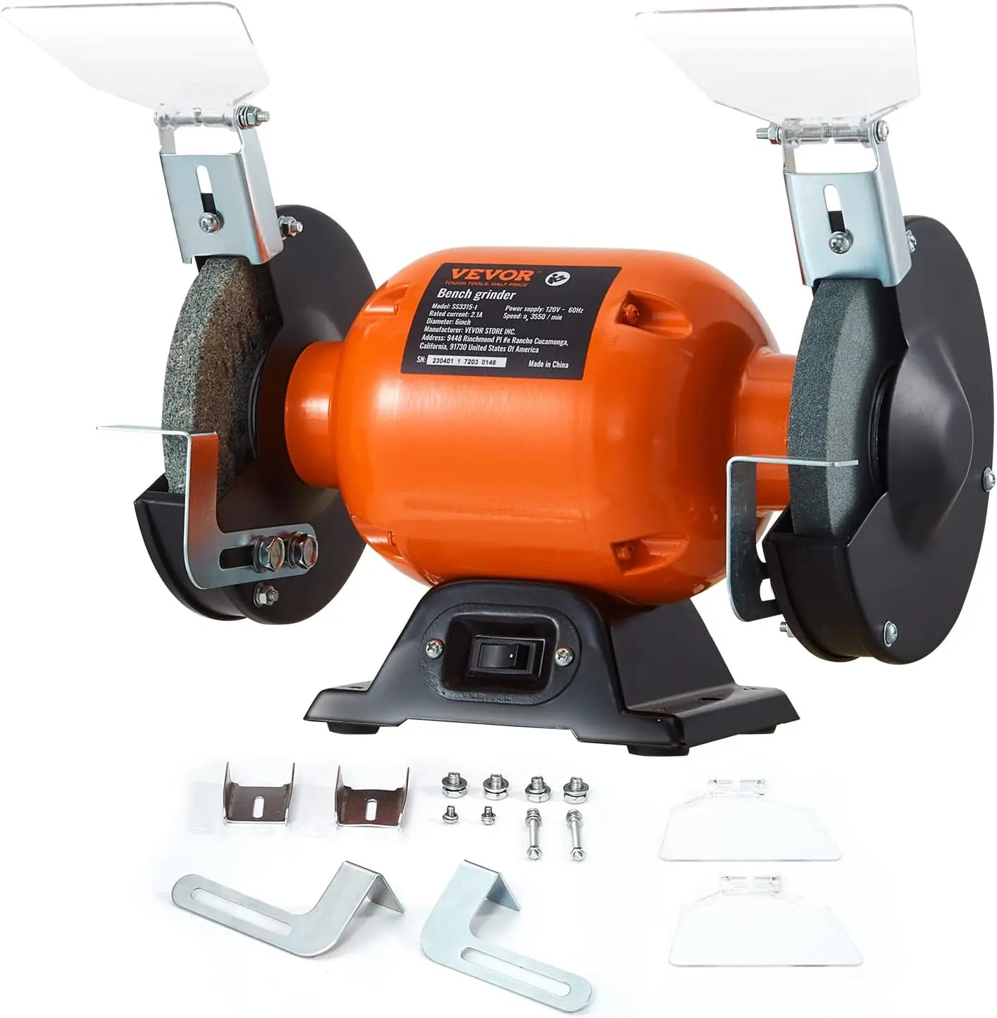 

Bench Grinder6 inch Single Speed Bench Grinder with 2.1A Brushless Motor 3550 RPM Table Grinder with 36/80-Grit Grinding Wheels