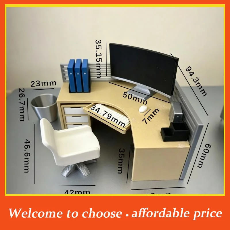

^Miniature Desk Chair Computer Scene Decoration Ornament 1/12 Dollhouse Office Workstation Model DIY Sand Table Shooting Props