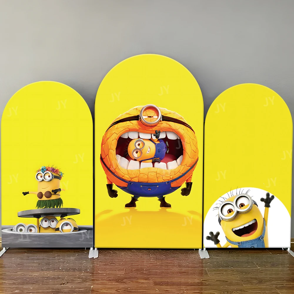 

Minions Arch Backdrop Cover Creative Funny Themed Decoration for Kids Happy Birthday Party Photo Booth Baby Shower Event