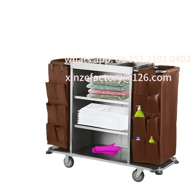 Customizable Hotel Rooms Multifunctional Linen Cart Cleaning Work Cart