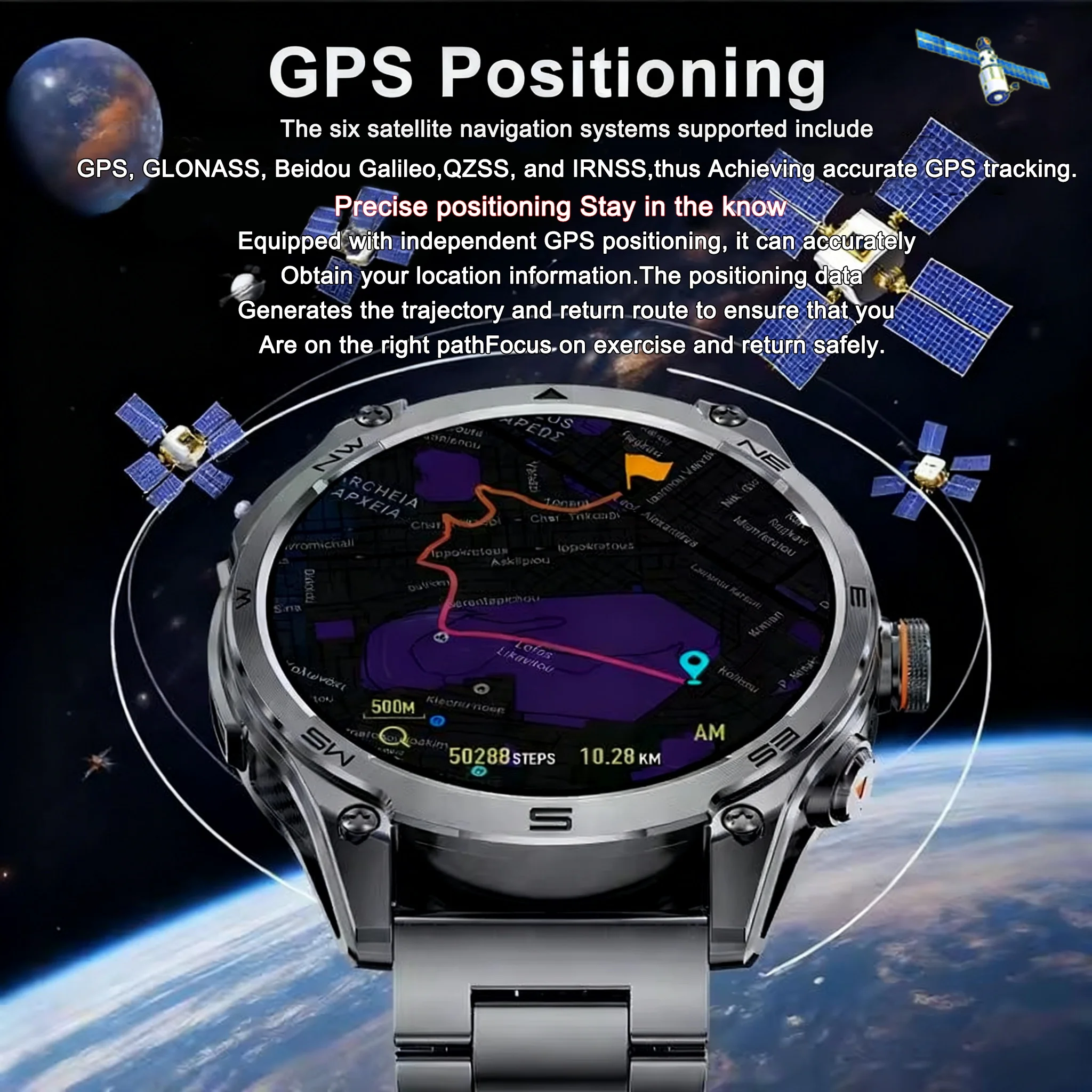 2025 T-REX3 ثنائي النطاق GPS الرياضة ساعة ذكية 1000Mah بطارية مقياس الارتفاع الرجال البوصلة في الهواء الطلق ركوب تشغيل 10ATM HD دعوة سوار السباحة #2