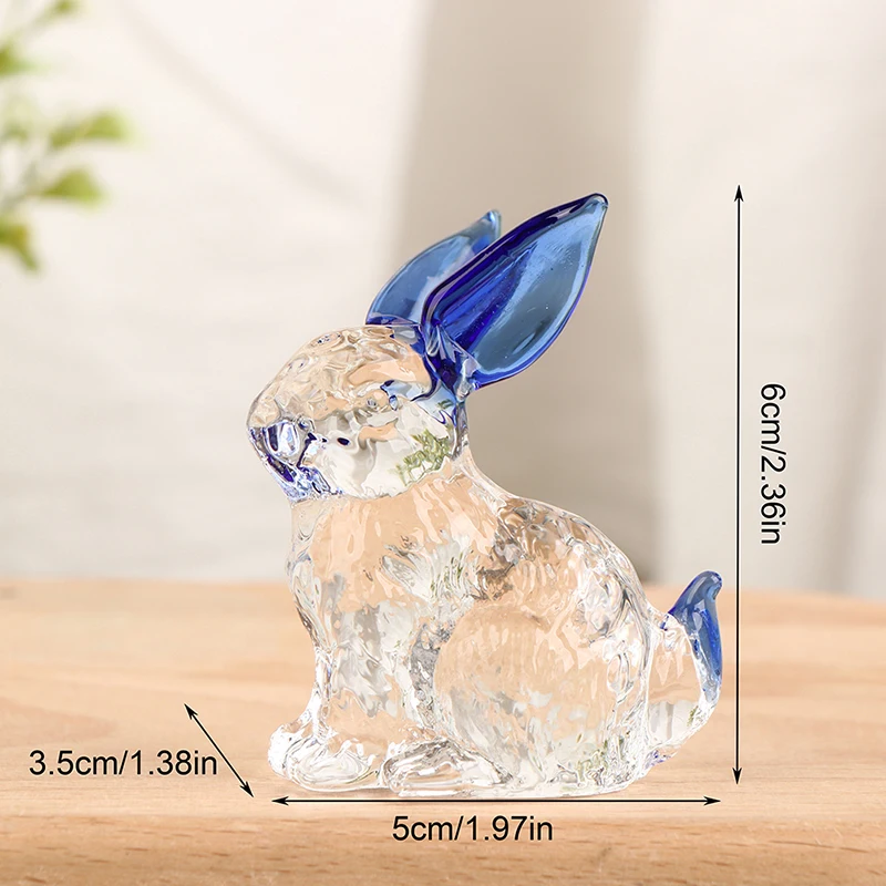 Crystal Glass Rabbit Statue Mascot Animal Handmade Figurines Ornaments For Garden Home Living Room Office Table