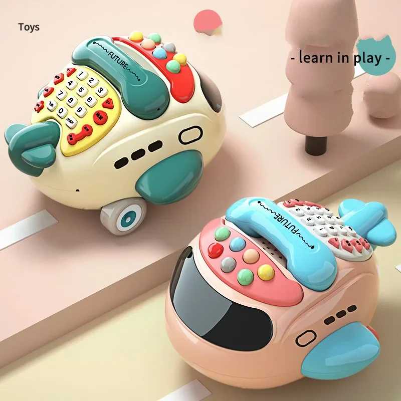 Children\'s Multifunctional Bilingual Plane Projection Ground Mouse Telephone Story Machine Baby Mobile Phone Educational Toys