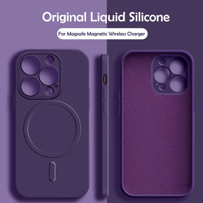 For Magsafe Liquid Silicone Soft Phone Case For iPhone 16 15 Pro Max 14 13 12 11 XR XS X Magnetic Wireless Charging Matte Cover