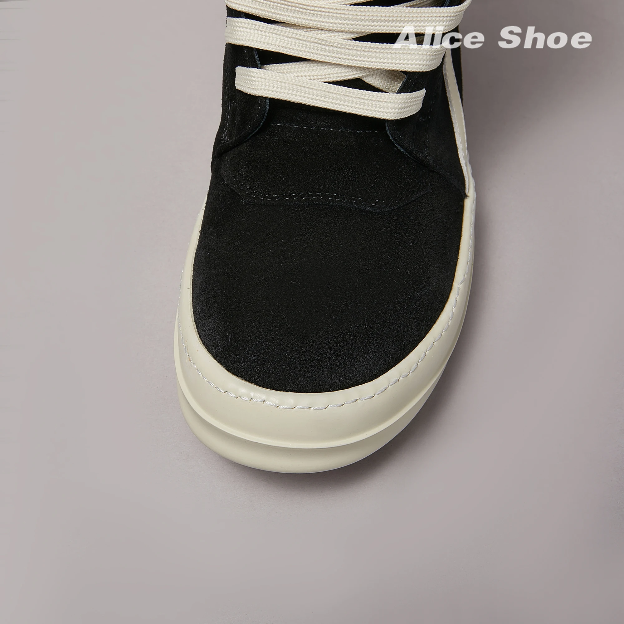 Brand Casual Men Shoe High Top Women Sneaker Quality ricks Black Geobasket Cow Suede owen Zip Luxury Thick-sole Flat Ankle Boot