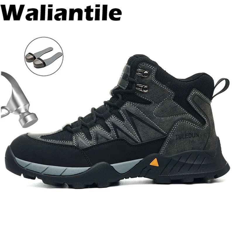 

Waliantile Brand Quality Safety Boots For Men Non-slip Anti-smashing Construction Working Shoes Indestructible Work Boots Male