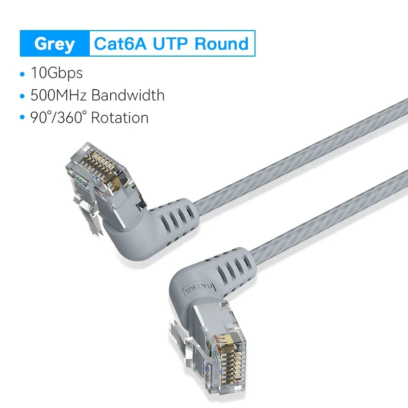 Ventie CAT6A Ethernet-kabel 10Gbps 90/360 Graden Rotatie CAT 6A Slanke Netwerken Internet Lan-snoer voor PC PS4 Router RJ45 Kabel
