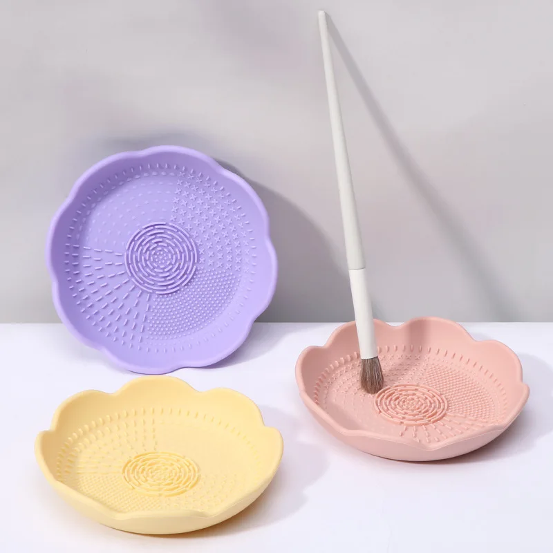 Silicone Petal Makeup Tools Cleaning Bowl Powder Puff Beauty Tools Cleaning Plate Makeup Brushes Mask Bowl