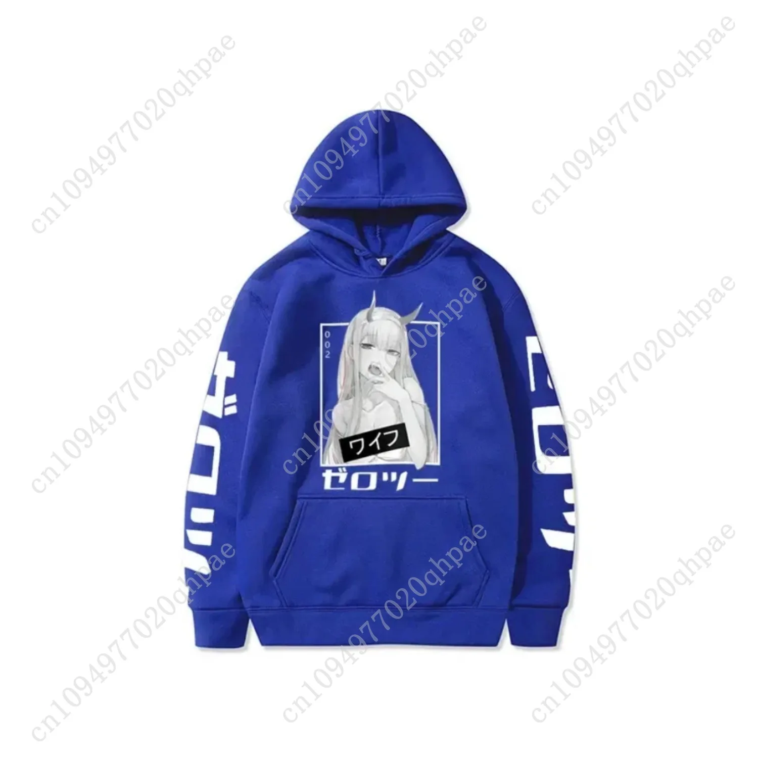 أنيمي حبيبي في فرانكس صفر اثنين هوديس الرجال عادية Harajuku الشارع الشهير البلوز الخريف Y2K المتضخم مقنعين البلوز القمم #2