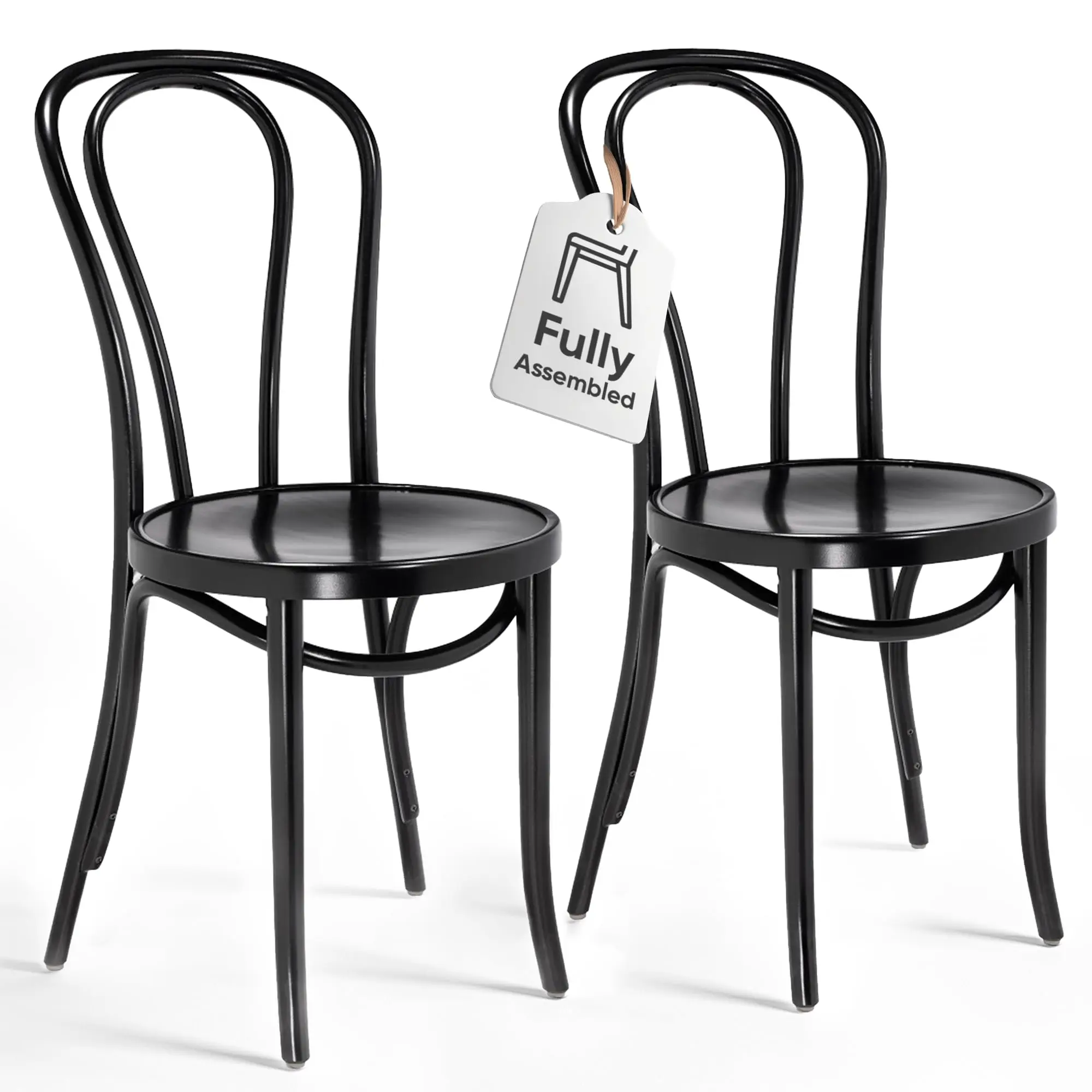 1018 Hairpin Bentwood Dining Chairs Set of 2 | Natural Handcrafted Wood Frame, Rustic Indoor Furniture | Wooden Chair