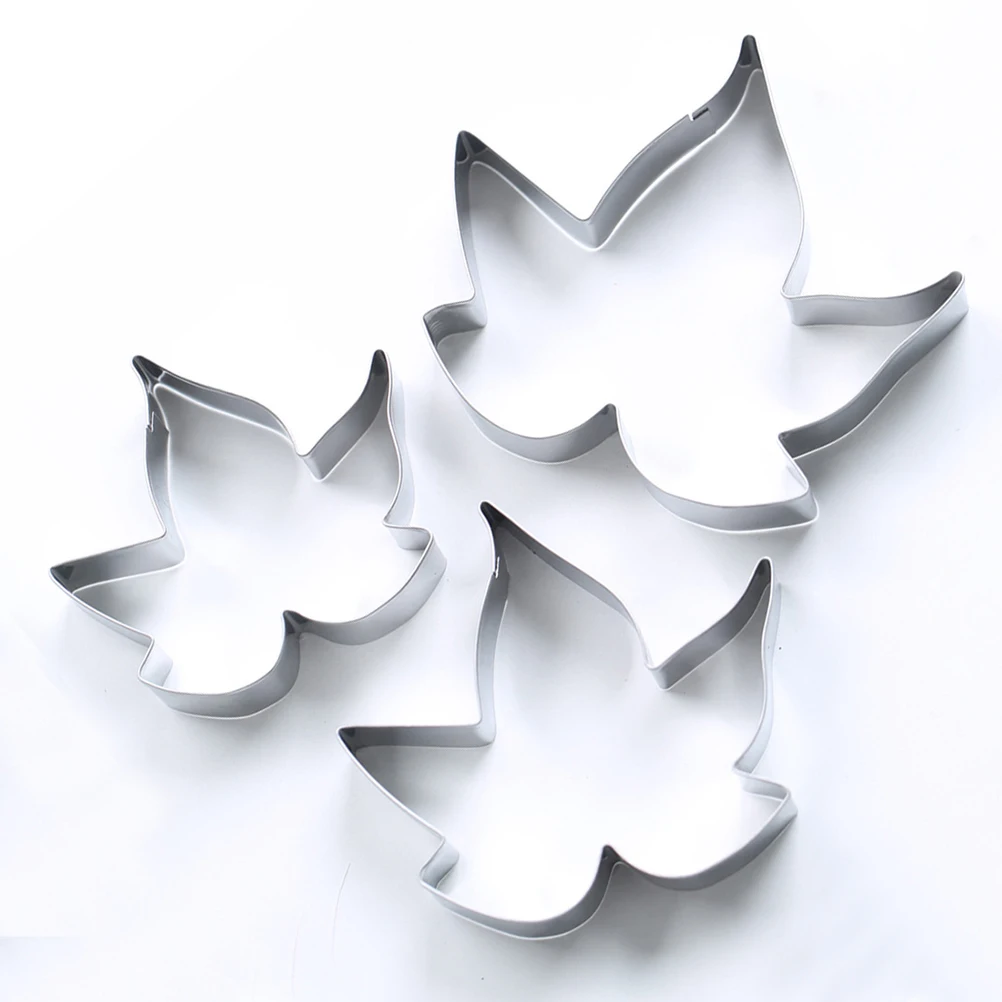 

3 Pcs Cookie Cutters Maple Leaf Shaped for Cake Decorating Mold Sugar Flower Set Baking