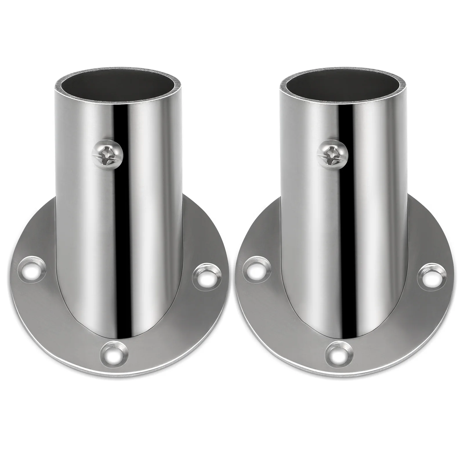 2 Pcs Bevel Angle Flange Base Curtains Rods Support Holder Wardrobe Socket Closet Stainless Bracket Steel Material